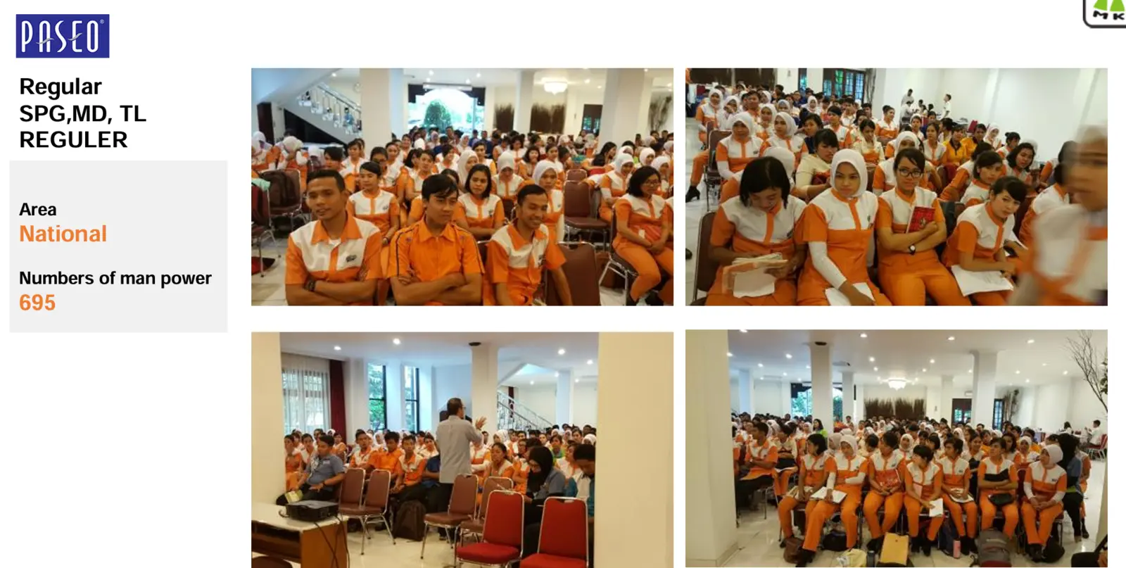 Overview proyek Paseo — Regular SPG, MD & Team Leader
